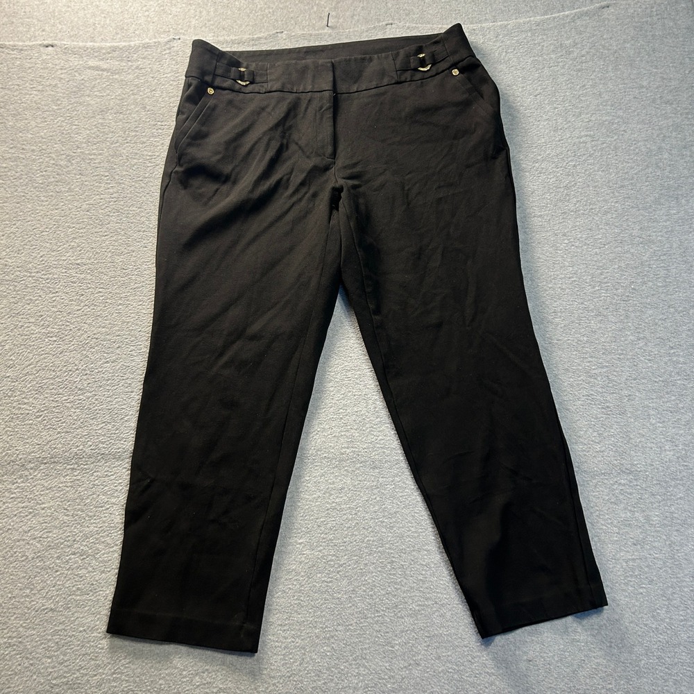 Anne Klein Trousers Womens 16W Black Cropped Career Stretch Plus Size Dress Pant